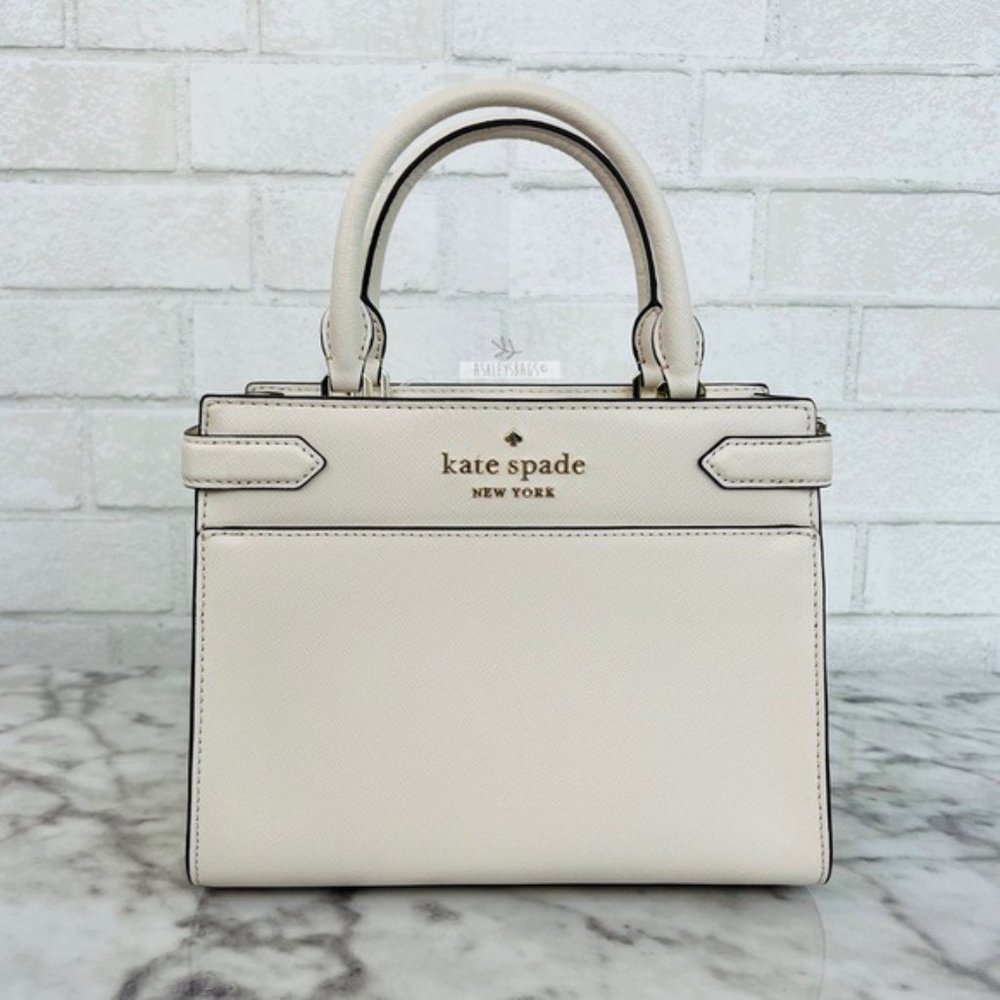 Kate Spade Staci Parchment White Small Satchel Crossbody - Picture 2 of 11